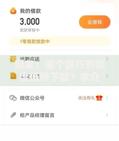 网友：哪个银行的额度低好下款？求介绍几款20岁可以借钱平台不查征信的平台