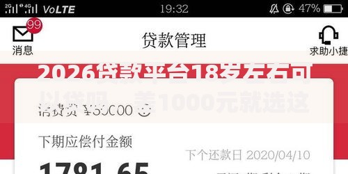 2026贷款平台18岁左右可以贷吗，差1000元就选这5个平台