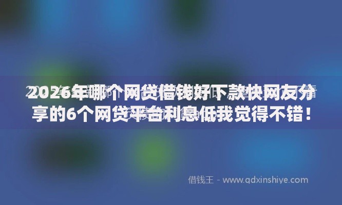 2026年哪个网贷借钱好下款快网友分享的6个网贷平台利息低我觉得不错！