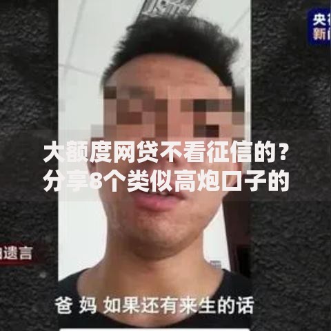 大额度网贷不看征信的？分享8个类似高炮口子的平台