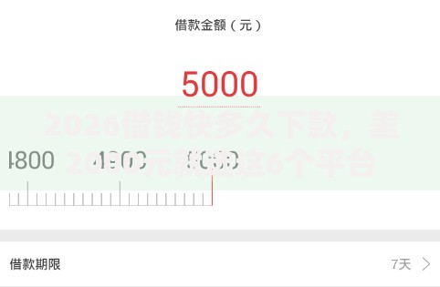 2026借钱快多久下款，差2000元就选这6个平台