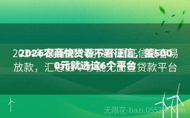 2026农商快贷看不看征信，差5000元就选这6个平台