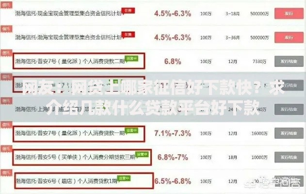 网友：网贷上哪家征信好下款快？求介绍几款什么贷款平台好下款