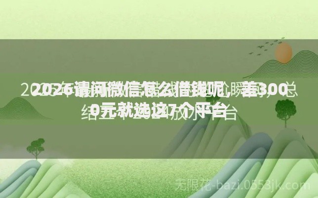 2026请问微信怎么借钱呢，差3000元就选这7个平台