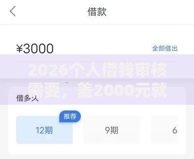 2026个人借钱审核需要，差2000元就选这7个平台