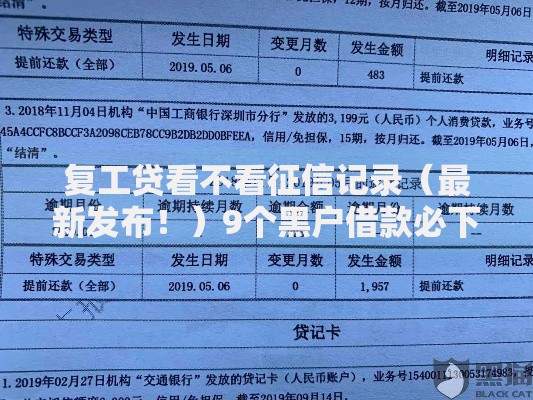 复工贷看不看征信记录（最新发布！）9个黑户借款必下口子小额贷款