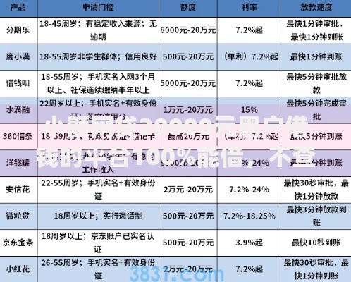 小额网贷20000元黑户借钱的平台100%能借，不查征信车贷产品的6个平台介绍