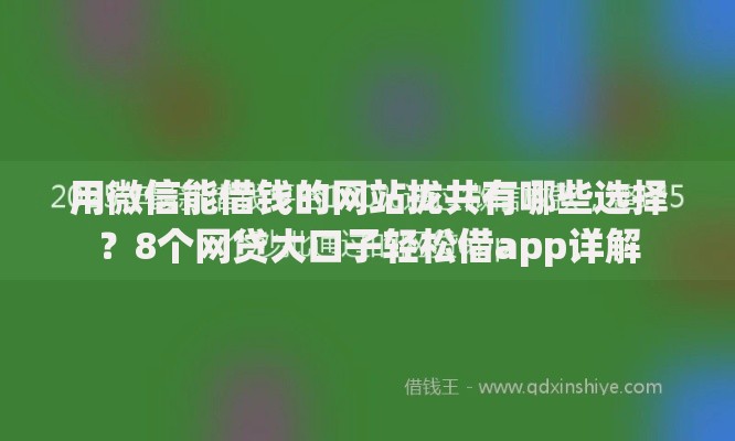 用微信能借钱的网站拢共有哪些选择？8个网贷大口子轻松借app详解