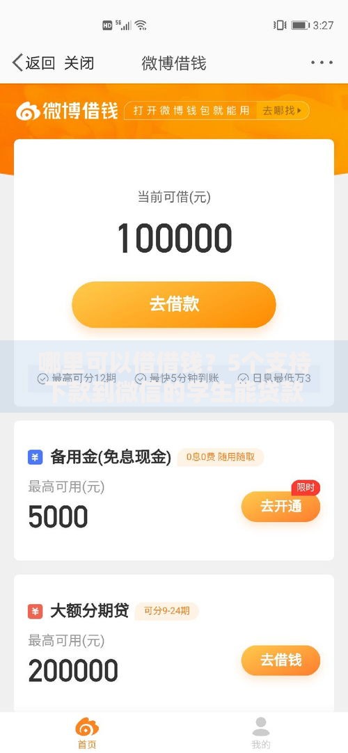 哪里可以借借钱？5个支持下款到微信的学生能贷款的平台