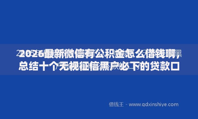 2026最新微信有公积金怎么借钱啊，总结十个无视征信黑户必下的贷款口子！