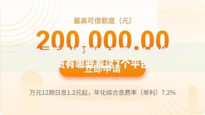 5000元无门槛借款去哪里？大额快速借贷有哪些看这7个平台