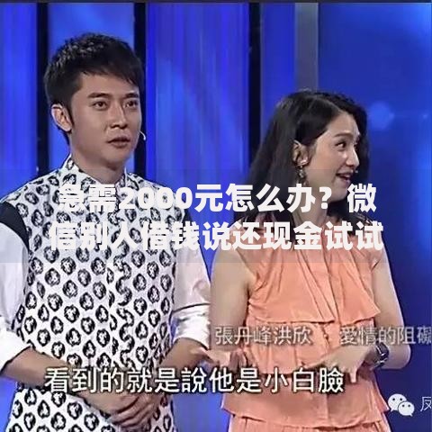 急需2000元怎么办？微信别人借钱说还现金试试这8个无门槛平台