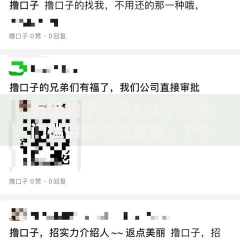 有借钱平台吗？4千元无门槛借款平台推荐，7个黑户贷款马上下款的口子盘点