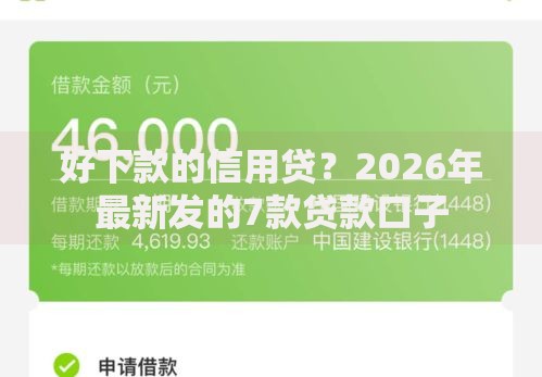 好下款的信用贷？2026年最新发的7款贷款口子