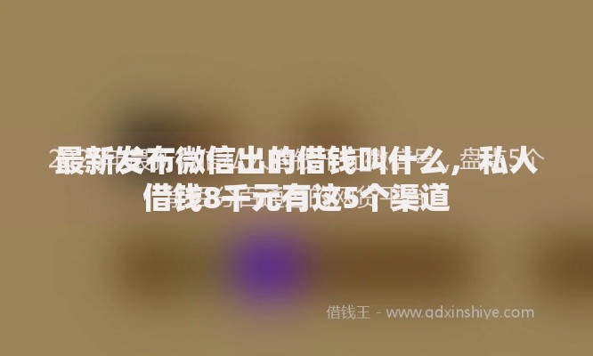 最新发布微信出的借钱叫什么，私人借钱8千元有这5个渠道
