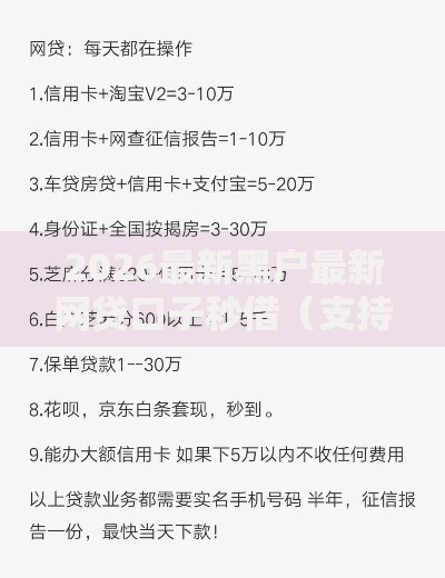 2026最新黑户最新网贷口子秒借（支持微信），8个征信花找第三方担保贷款平台无私分享