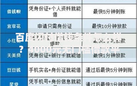 百度闪付借钱条件怎么样?4000元无门槛借款平台推荐,7个征信花了网贷平台哪些好下款盘点 百度闪付借钱条件怎么样?4000元无门槛借款平台推荐,7个征信花了网贷平台哪些好下款盘点