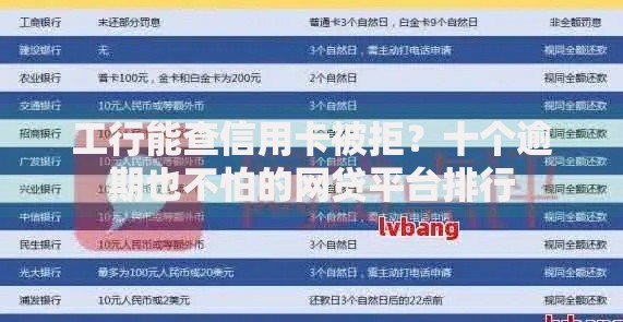 工行能查信用卡被拒?十个逾期也不怕的网贷平台排行 工行能查信用卡被拒?十个逾期也不怕的网贷平台排行