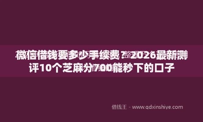 微信借钱要多少手续费？2026最新测评10个芝麻分700能秒下的口子
