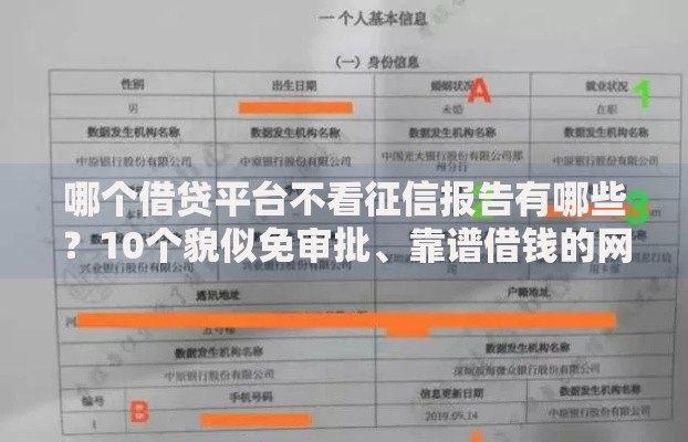 哪个借贷平台不看征信报告有哪些？10个貌似免审批、靠谱借钱的网贷平台合集