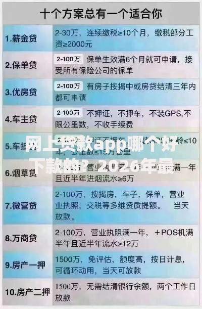 网上贷款app哪个好下款的？2026年最新发的8款贷款口子