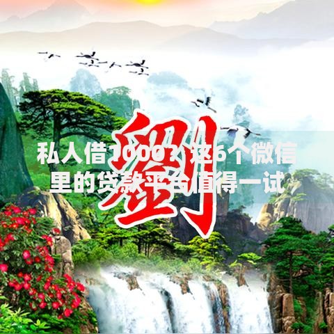 私人借1000？这6个微信里的贷款平台值得一试