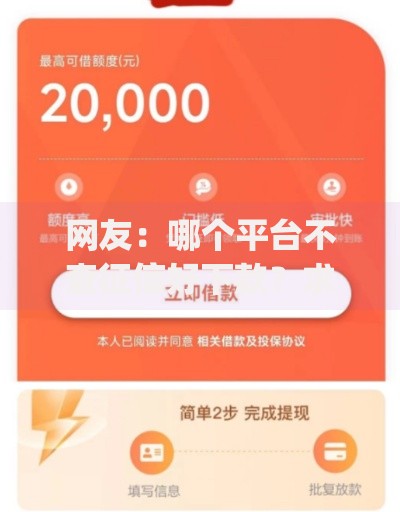 网友：哪个平台不查征信好下款？求介绍几款值得信赖的借钱app