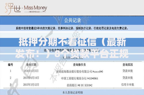 抵押分期不看征信（最新发布！）8个贷款平台正规