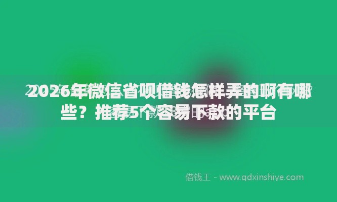 2026年微信省呗借钱怎样弄的啊有哪些?推荐5个容易下款的平台 2026年微信省呗借钱怎样弄的啊有哪些?推荐5个容易下款的平台