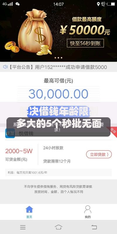 解决借钱年龄限制多大的5个秒批无面签贷款口子分享