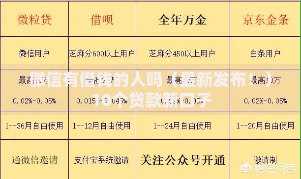 微信有借钱的人吗（最新发布！）10个贷款新口子