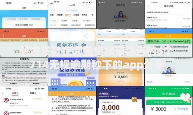 解决贷款在哪里贷款最稳当的6个714无视逾期秒下的app分享