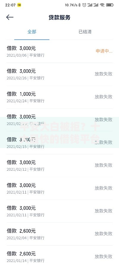 平安大白被拒？十大最快的借钱平台推荐