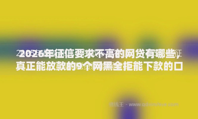 2026年征信要求不高的网贷有哪些，真正能放款的9个网黑全拒能下款的口子推荐