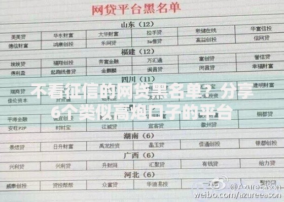 不看征信的网贷黑名单?分享6个类似高炮口子的平台 不看征信的网贷黑名单?分享6个类似高炮口子的平台