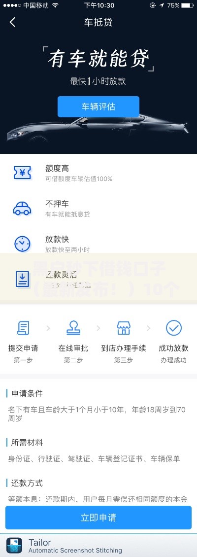 黑户秒下借钱口子(最新发布!)10个汽车贷款平台 黑户秒下借钱口子(最新发布!)10个汽车贷款平台