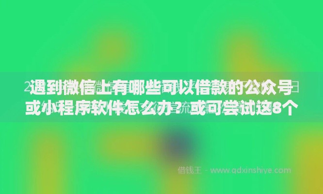 遇到微信上有哪些可以借款的公众号或小程序软件怎么办？或可尝试这8个2025放水的贷款口子