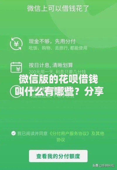 微信版的花呗借钱叫什么有哪些？分享10个19岁可以贷款的平台