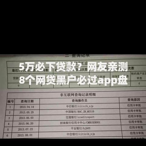 5万必下贷款？网友亲测8个网贷黑户必过app盘点