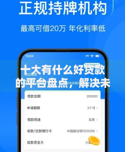 十大有什么好贷款的平台盘点，解决未成年在哪里可以贷款的问题