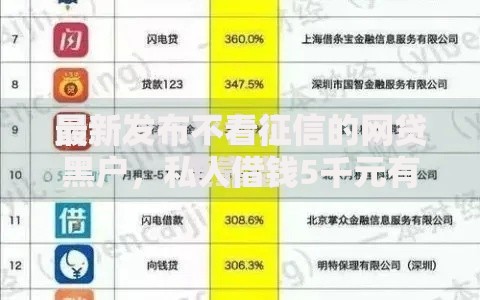 最新发布不看征信的网贷黑户，私人借钱5千元有这6个渠道