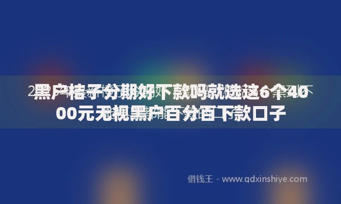 黑户桔子分期好下款吗就选这6个4000元无视黑户百分百下款口子