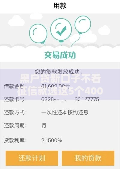 黑户贷新口子不看征信就选这5个4000元花户借钱的平台100%能借到