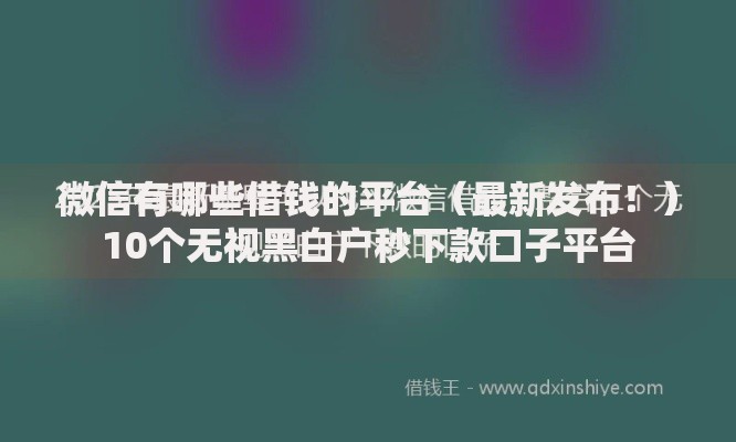 微信有哪些借钱的平台（最新发布！）10个无视黑白户秒下款口子平台
