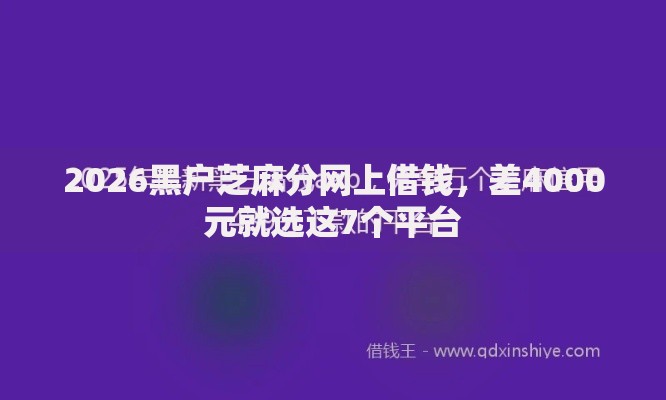 2026黑户芝麻分网上借钱，差4000元就选这7个平台