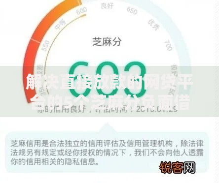 解决直接放款的网贷平台的5个芝麻分负面借款的软件分享