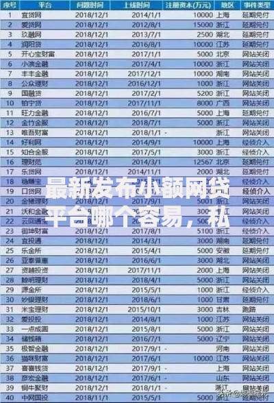 最新发布小额网贷平台哪个容易，私人借钱4000元有这8个渠道
