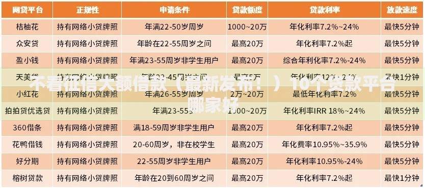 不看征信大额借款（最新发布！）10个贷款平台哪家好