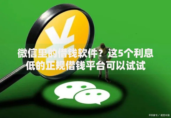微信里的借钱软件?这5个利息低的正规借钱平台可以试试 微信里的借钱软件?这5个利息低的正规借钱平台可以试试