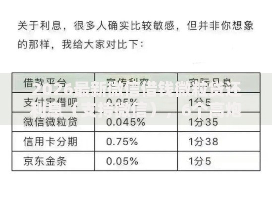 2026最新微信借钱微粒贷还利息（支持微信），6个高炮能下款的软件无私分享